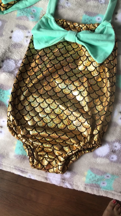 Pcs/ Set Swimwear+ Hairband Girls Mermaid Bikini Set Swimwear