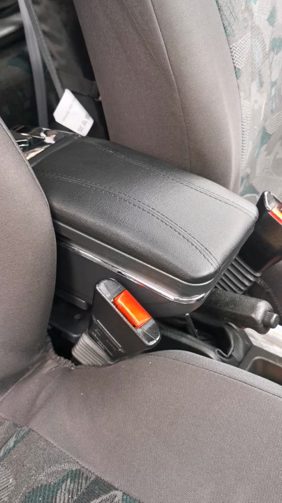 Xukey Universal Dual Car Central Console Armrest Storage Box - Black With Black Stitch - ABS