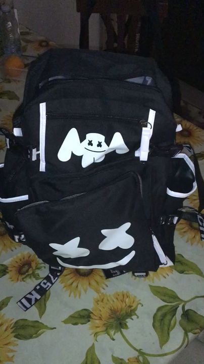 DJ Marshmello Backpack Luminous Bag Multifunction USB Charging